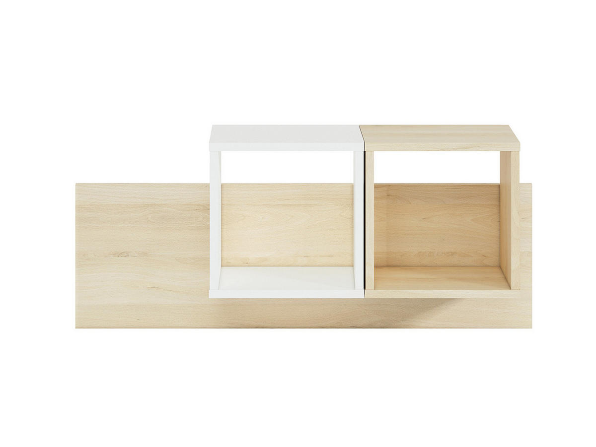 WANDREGAL Drop weiß / Fjord Buche 92 / 22 / 42cm - Braun/Weiß, Holz/Holzwerkstoff (92/41/22cm) - Feldmann-Wohnen