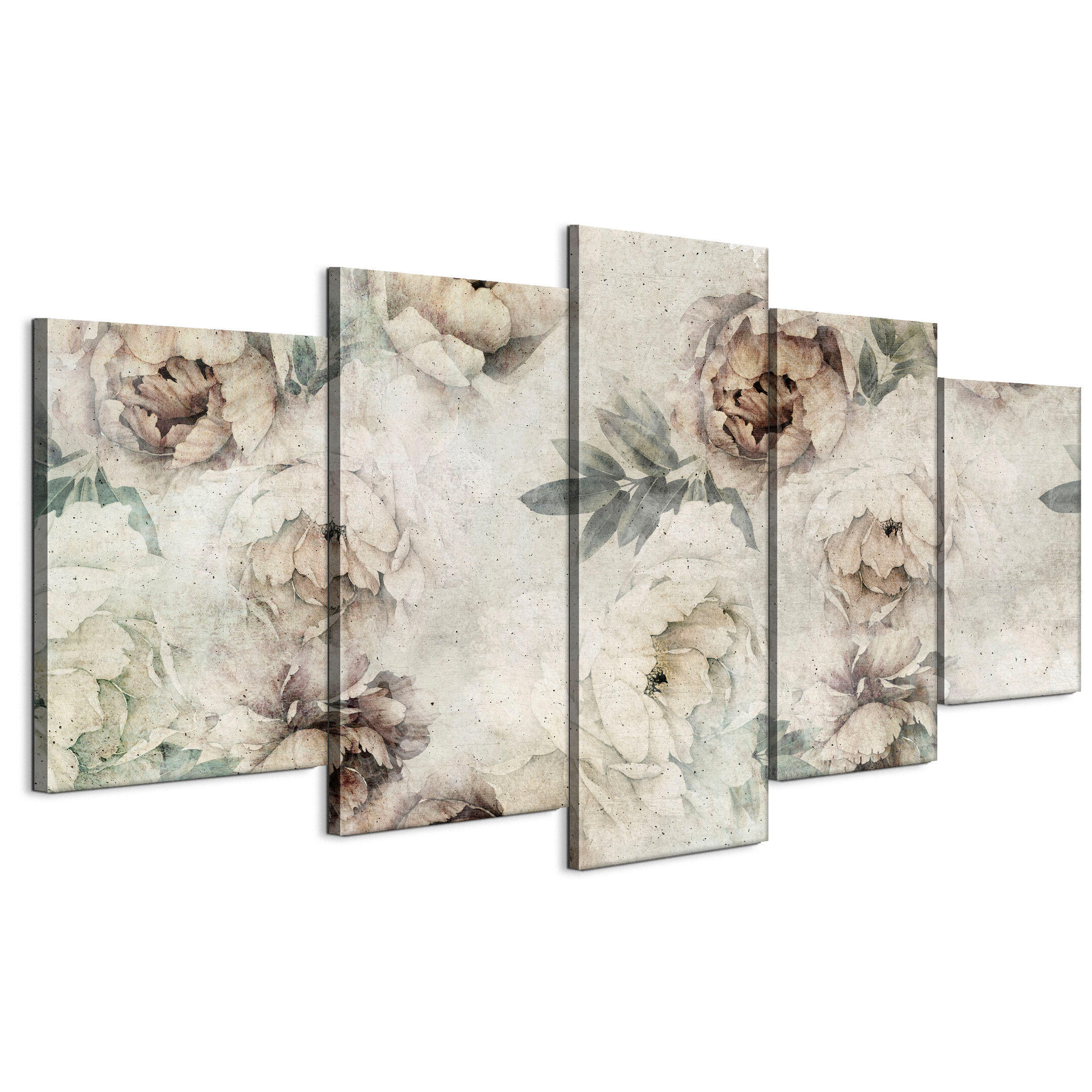 LEINWANDBILD Pfingstrosen 5-tlg. 200x100 cm - Multicolor, Holz (200/100cm) - LUMASOUL