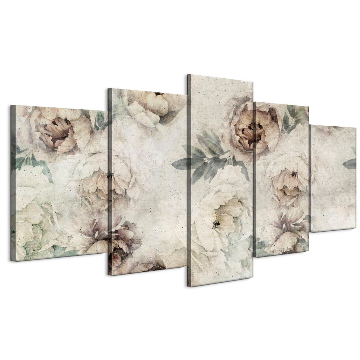 LEINWANDBILD Pfingstrosen 5-tlg. 200x100 cm - Multicolor, Holz (200/100cm) - LUMASOUL