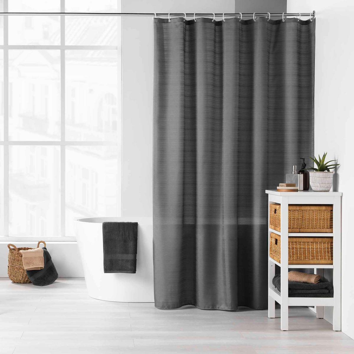 DUSCHVORHANG Yaline 180/200 cm - Grau, Textil (180/200cm) - Douceur d´intérieur