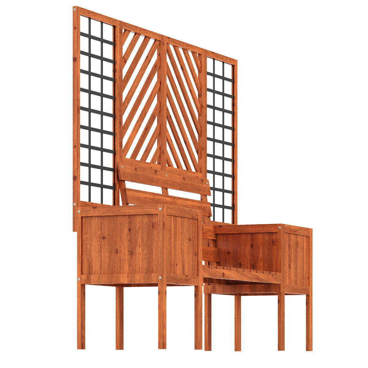 BLUMENTOPF 170/42/145 cm Braun mit Spalier als Rankhilfe - Braun, Holz (145/42/170cm) - Oxeza