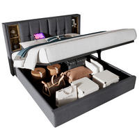 POLSTERBETT 140/200 cm Grau mit Stauraum, kabellosem Laden und USB-Anschlüssen - Grau, Textil (140/200cm) - Flora Grace