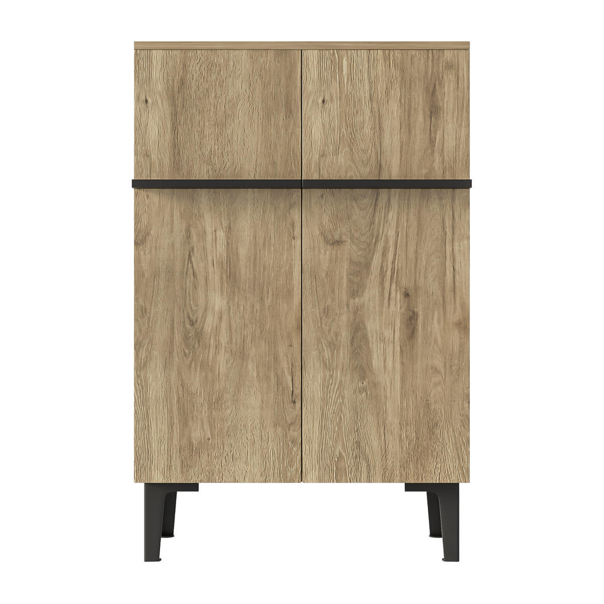 SCHUHSCHRANK aus Spanplatte 60x34,5x95cm in Naturfarben mit Doppeltüren - Naturfarben, Holzwerkstoff (60/95/34.5cm) - Modfu