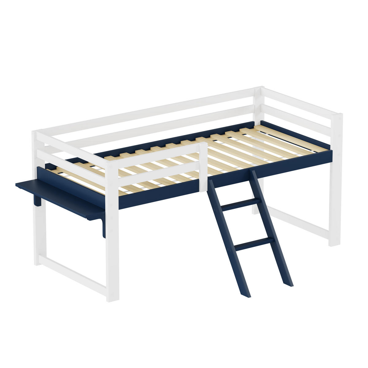 HOCHBETT 90/200 cm Weiß + Marineblau - Blau/Weiß, Holz