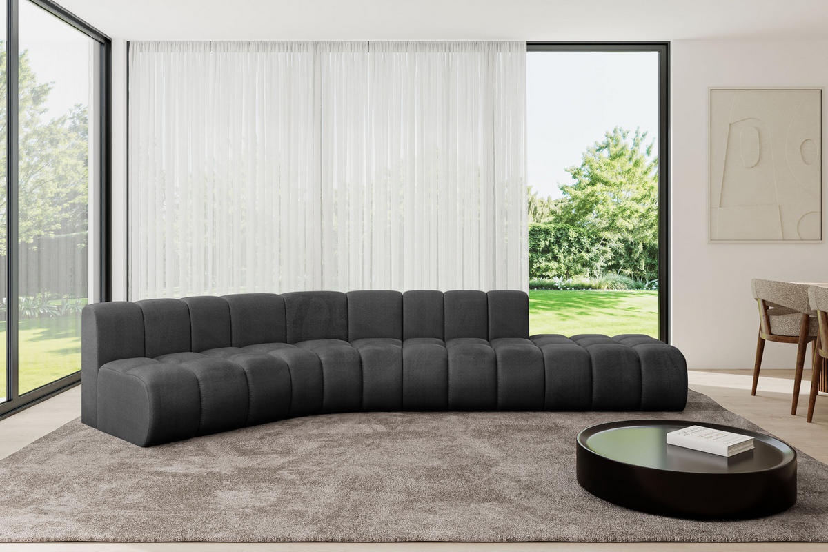 ECKSOFA modulares Sofa Brilo-L1 - 380x174x70 cm Schwarz - Schwarz, Holzwerkstoff/Textil (380/174cm) - ALTDECOR