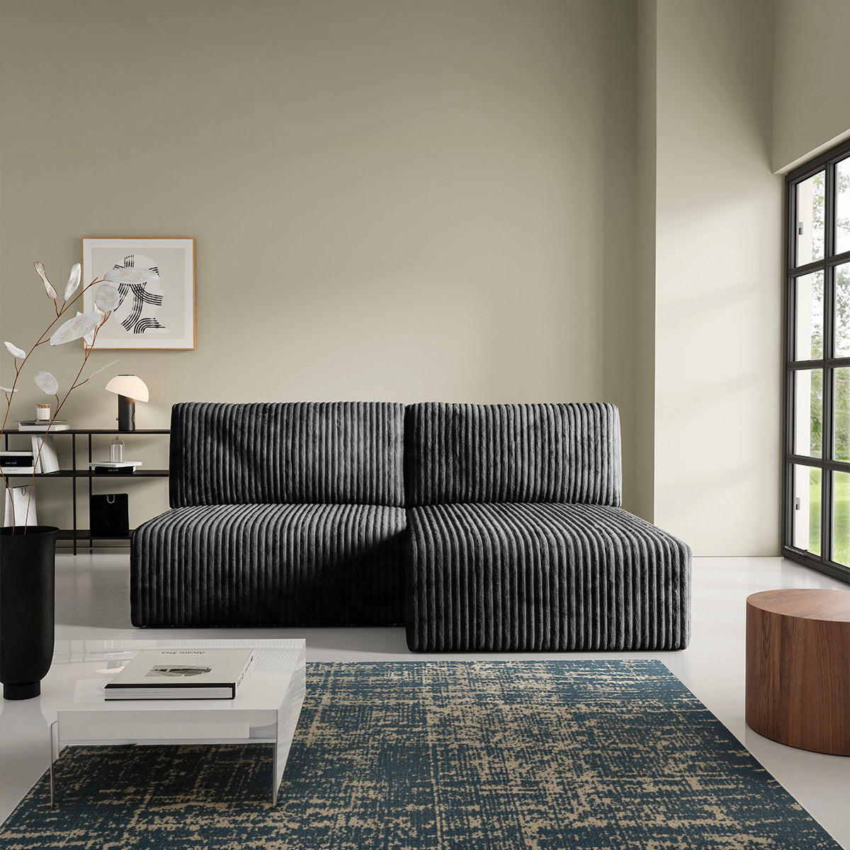 ECKSOFA Angela 3 Sitzplätze Schwarz - Schwarz, Holz (210/149cm) - Petits-meubles