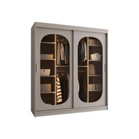 SCHWEBETÜRENSCHRANK Bahrajn 180 mit LED Beleuchtung - Kaschmir/Silberfarben, Holzwerkstoff/Kunststoff (180/200/62cm) - MIRJAN24
