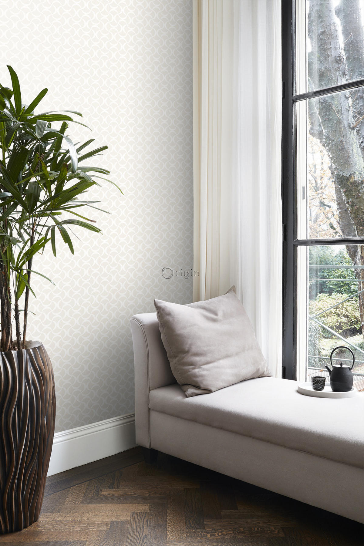 TAPETE grafisches Muster 53 cm x 10.05 m - Weiß, Papier (53/1000cm) - Origin Wallcoverings