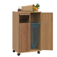 SKRINKA na odpad z MDF 46,7x35x80,3 cm prírodná s 2 priehradkami, kolieskami a 180° dvierkami - prírodná farba, kompozitné drevo (46/80/35cm) - Modfu