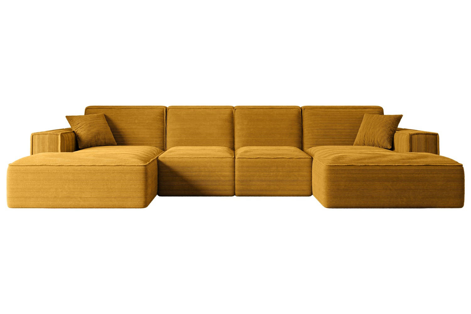 WOHNLANDSCHAFT SIERRA-U - 344x165x73 cm Senfgelb Cord - Gelb/Schwarz, Holzwerkstoff/Kunststoff (344/73/165cm) - ALTDECOR
