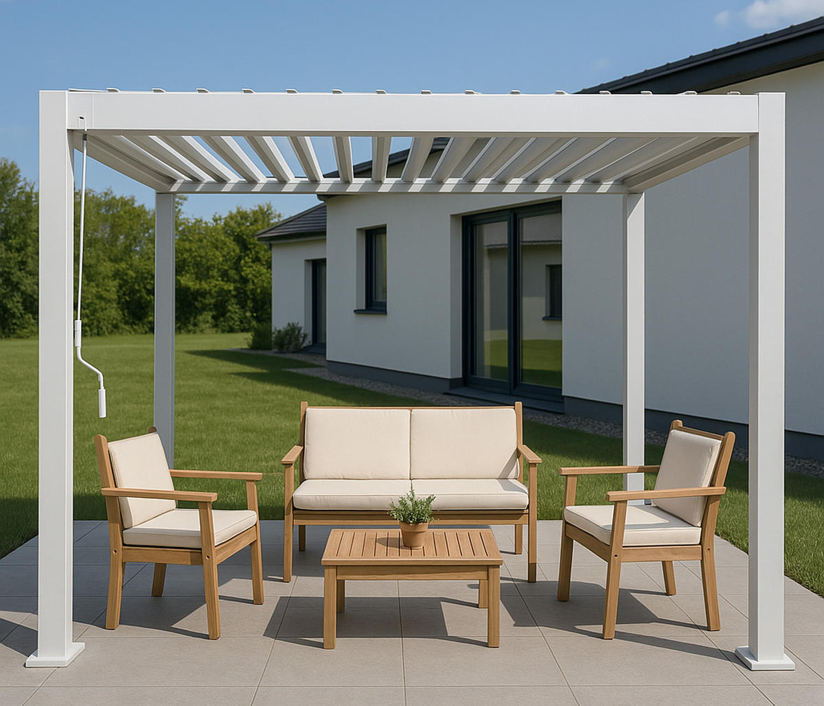 GARTEN-GARNITUR Beige 1x Bank, 2x Sessel, 1x Tisch-Set - Beige, Holz - MCW