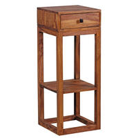 BEISTELLTISCH – Massivholz quadratisch mit Schublade und Ablagefach - Braun, Holz (35/35/90cm) - KADIMA DESIGN