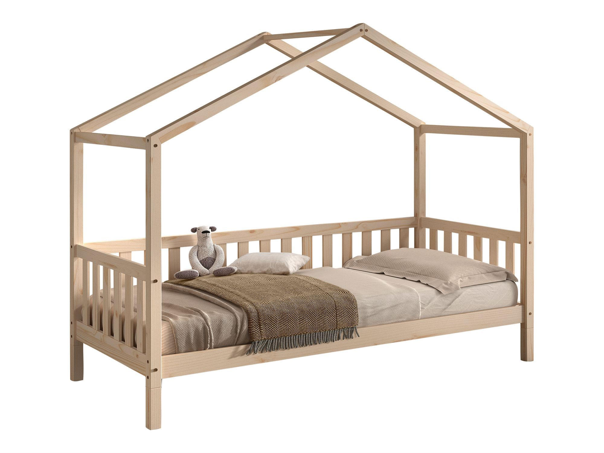 HAUSBETT Kapua 90x200 auch als Bodenbett Kiefer Massivholz Natur - Kieferfarben, Holz (90/200cm) - 58aufmkessel