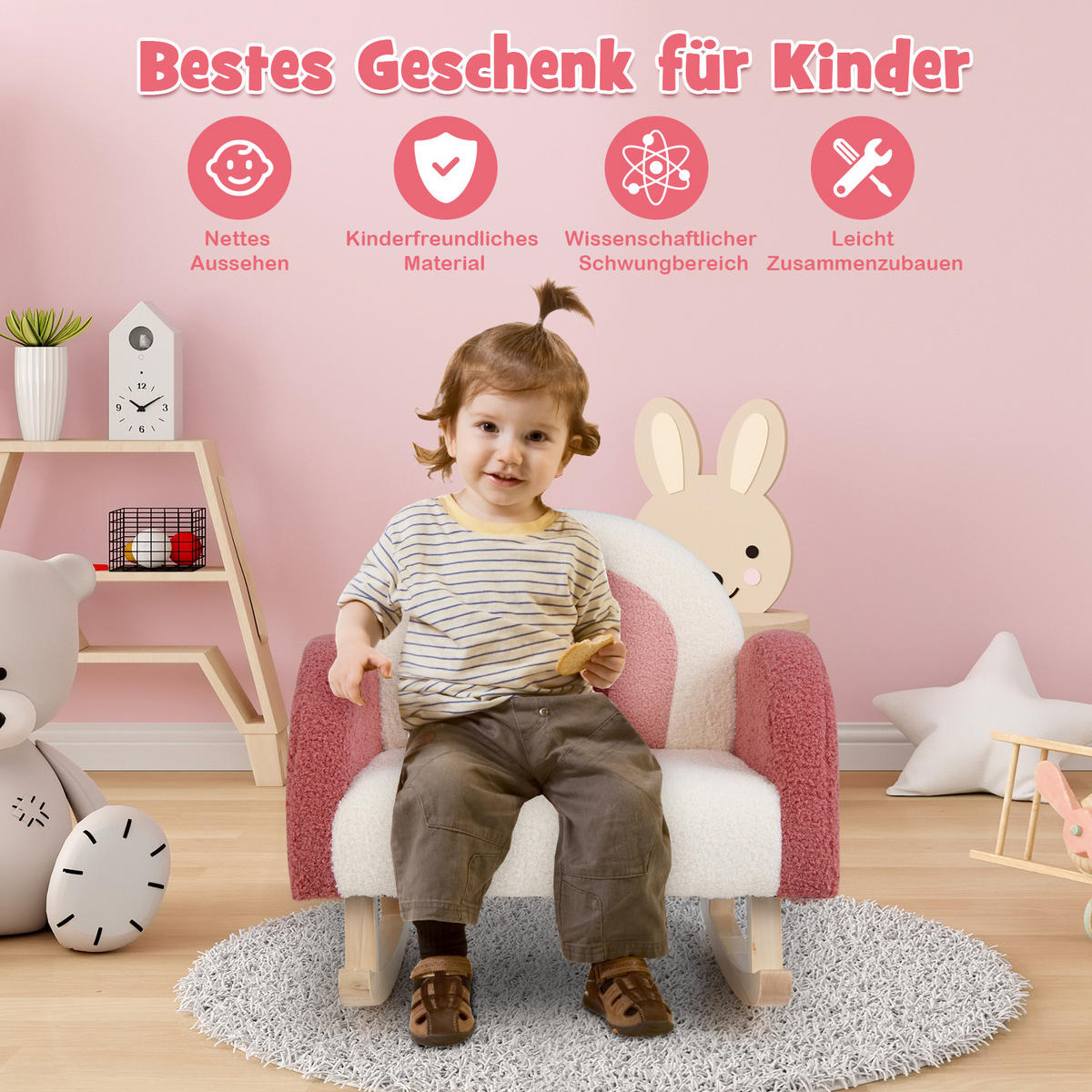 KINDERSOFA 51cm Rot - Rot, Textil (49/51/51cm) - COSTWAY