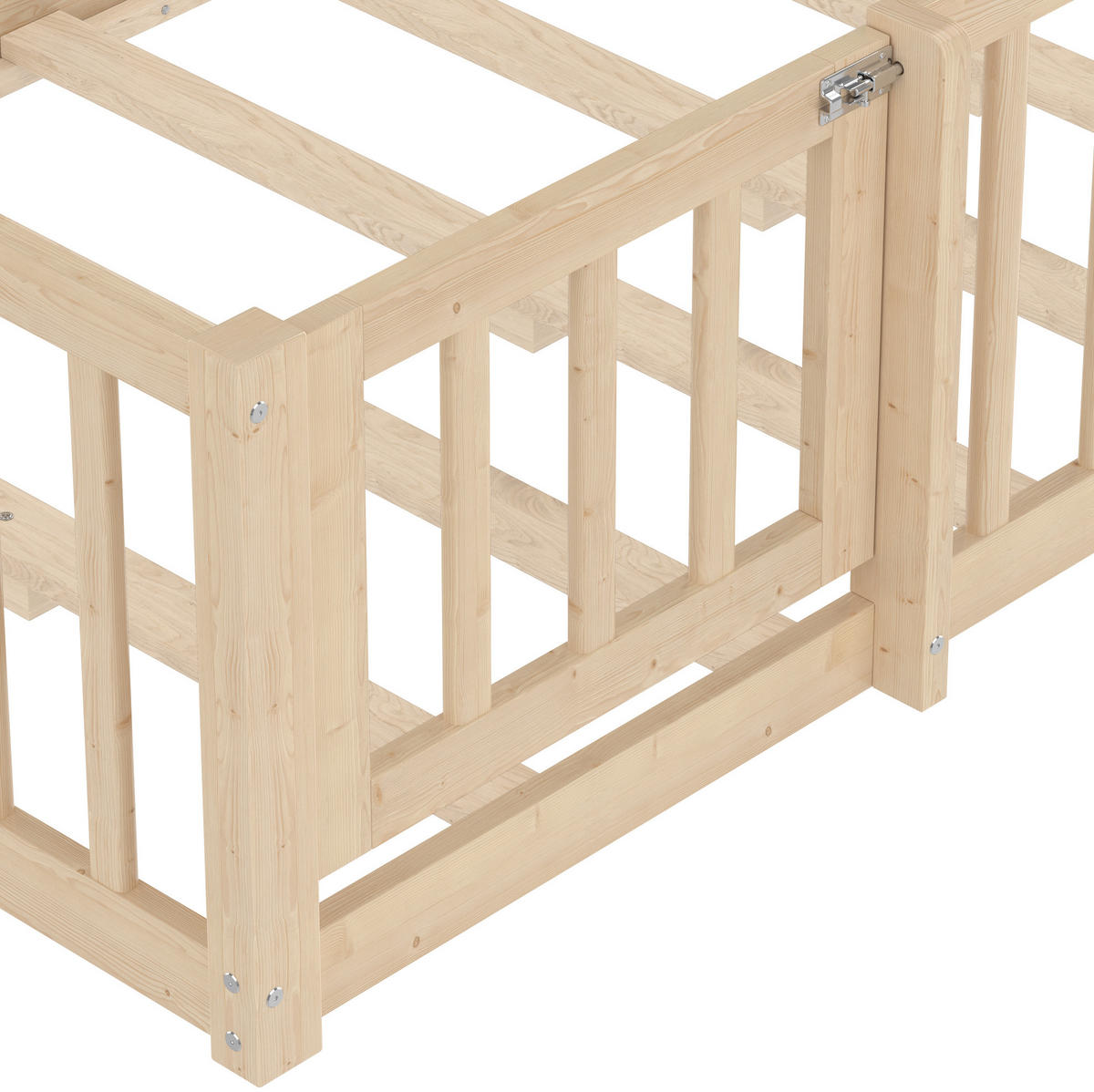 KINDERBETT 90/190 cm Natur mit Haus-Design und Geländer - Naturfarben, Holz (90/190cm) - MIVRAY