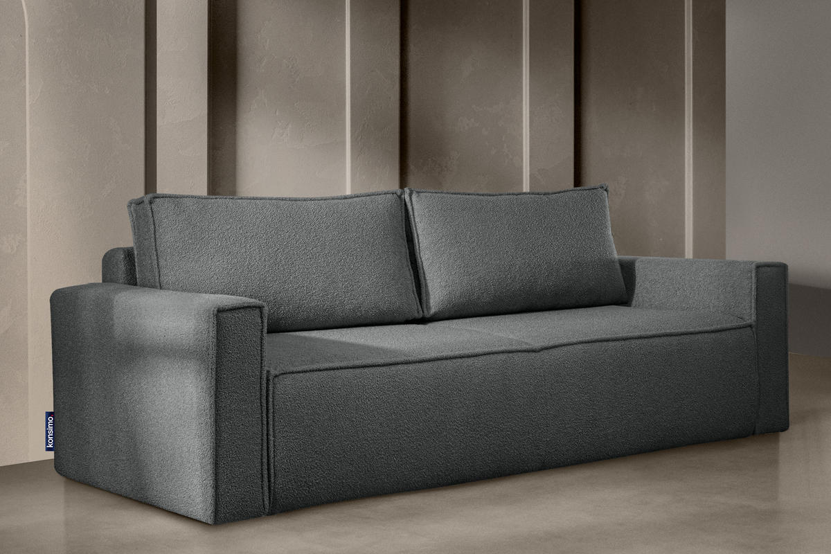 3-SITZER-SOFA NAPI II mit Schlaffunktion, graphit - Graphitfarben, Textil (228/89/101cm) - KONSIMO®
