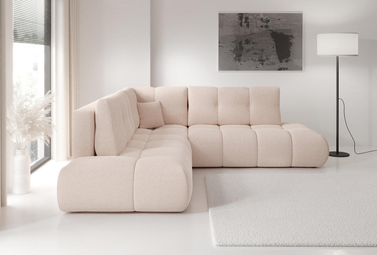 ECKSOFA DUCA II L-S Orange Jersey mit Schlaffunktion - Orange, Holz (266.5/266.5cm) - MASSENO