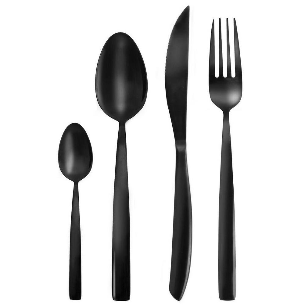 STAHLBESTECKSET für 6 Personen 24-teilig. Schwarz - Schwarz, Metall - Orion 