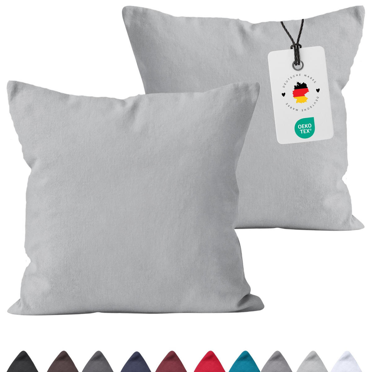 KISSENBEZUG 40x80 cm aus 100% Baumwolle, Kissenhülle Silber Uni - Silberfarben, Textil (80/40cm) - Carpe Sonno