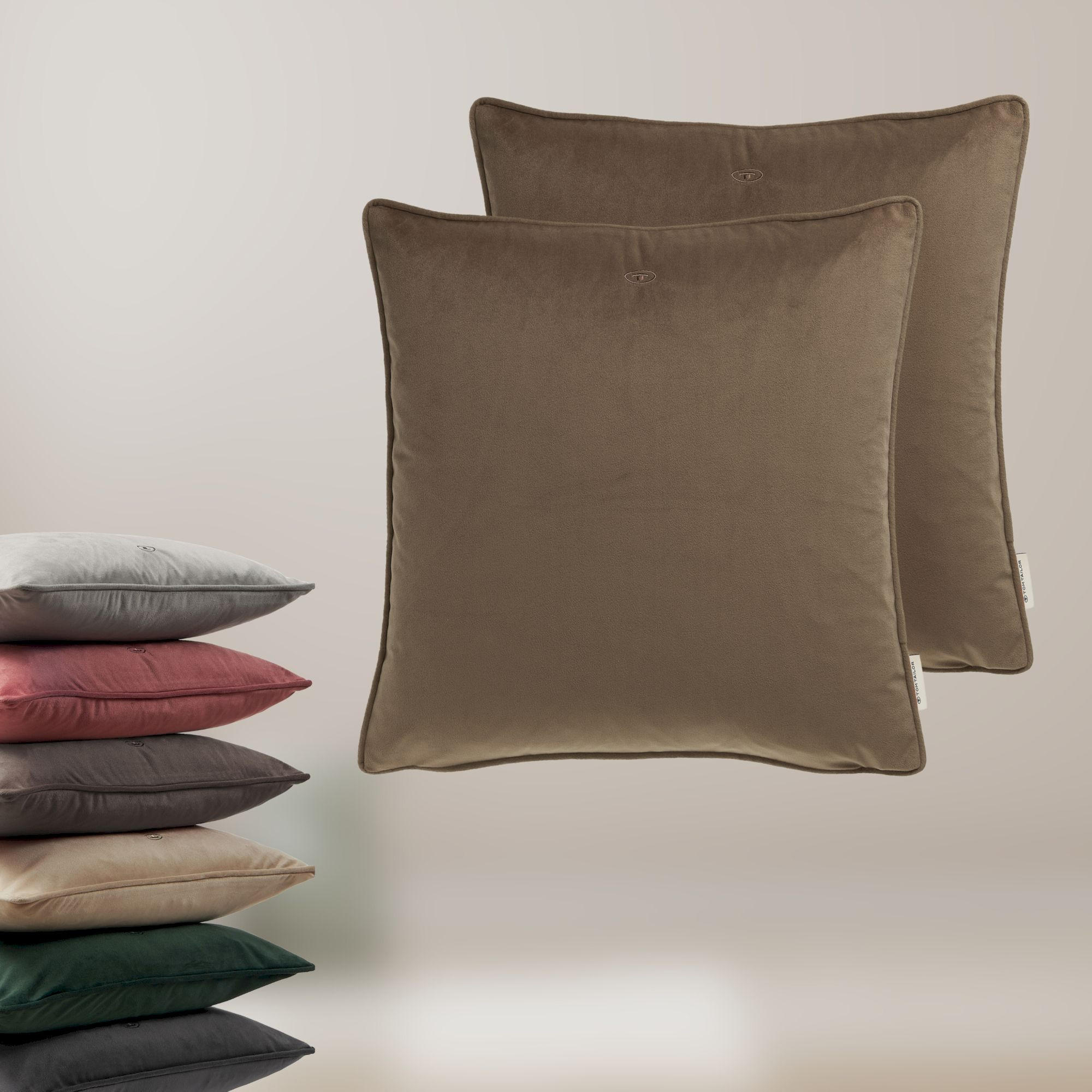 ZIERKISSENHÜLLE VELVET SIGNATURE - Braun, Textil (45/45cm) - Tom Tailor