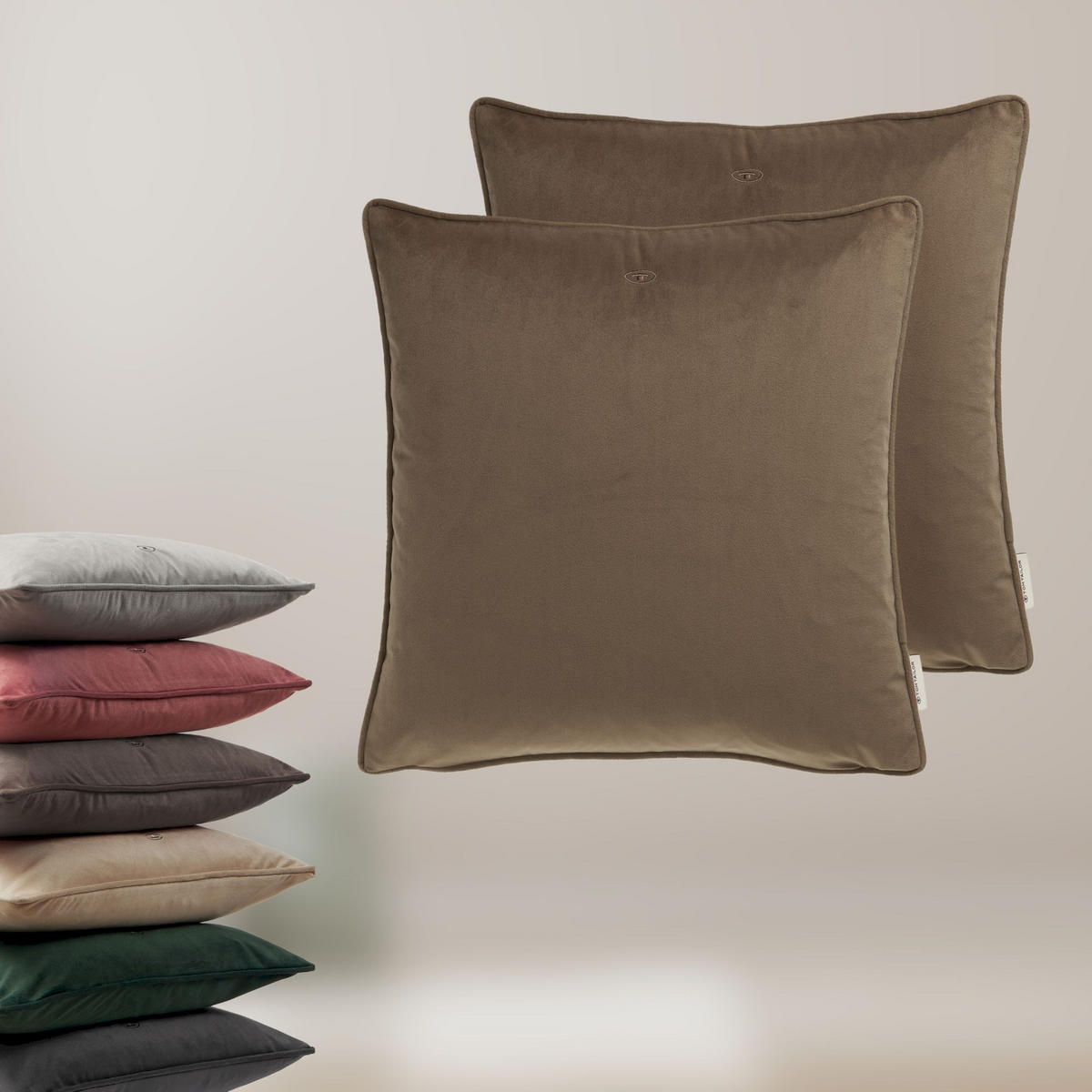 ZIERKISSENHÜLLE VELVET SIGNATURE - Braun, Textil (45/45cm) - Tom Tailor