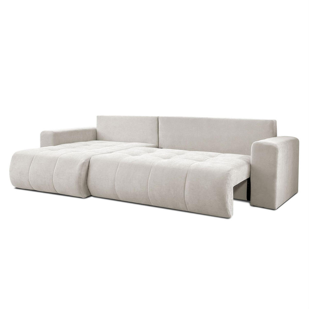 ECKSOFA Gepolstertes CLOUD mit Schlaffunktion und Bettkasten, Wind 05 - Naturfarben, Textil (277/143cm) - Lookway