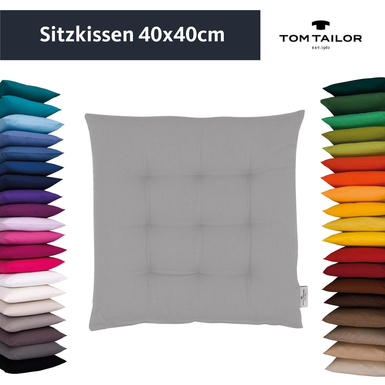 SITZKISSEN MIT 9 PUNKT-STEPPUNG DOVE - Dunkelgrau, Textil (40/40/5cm) - Tom Tailor