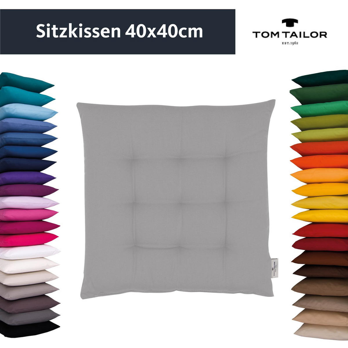 SITZKISSEN MIT 9 PUNKT-STEPPUNG DOVE - Dunkelgrau, Textil (40/40/5cm) - Tom Tailor
