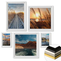 WANDBILDER 5er-Set - 50x50 cm & 20x30 cm & 40x60 cm Weißer Rahmen - Leuchtturm-Grassteg - Weiß, Kunststoff (40/60cm) - ArtPrintCave