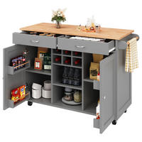 KÜCHENINSEL mit Stauraum 102 x 45 x 92 cm MDF Holzmaserung Grau - Grau, Metall (45/92/102cm) - Beauniv