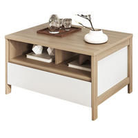 COUCHTISCH in weiß und Eiche Beistelltisch skandinavisch 80 x 60 cm, Soft-Close Finnes - Eichefarben/Weiß, Holzwerkstoff (60/80/46cm) - Furn.Design