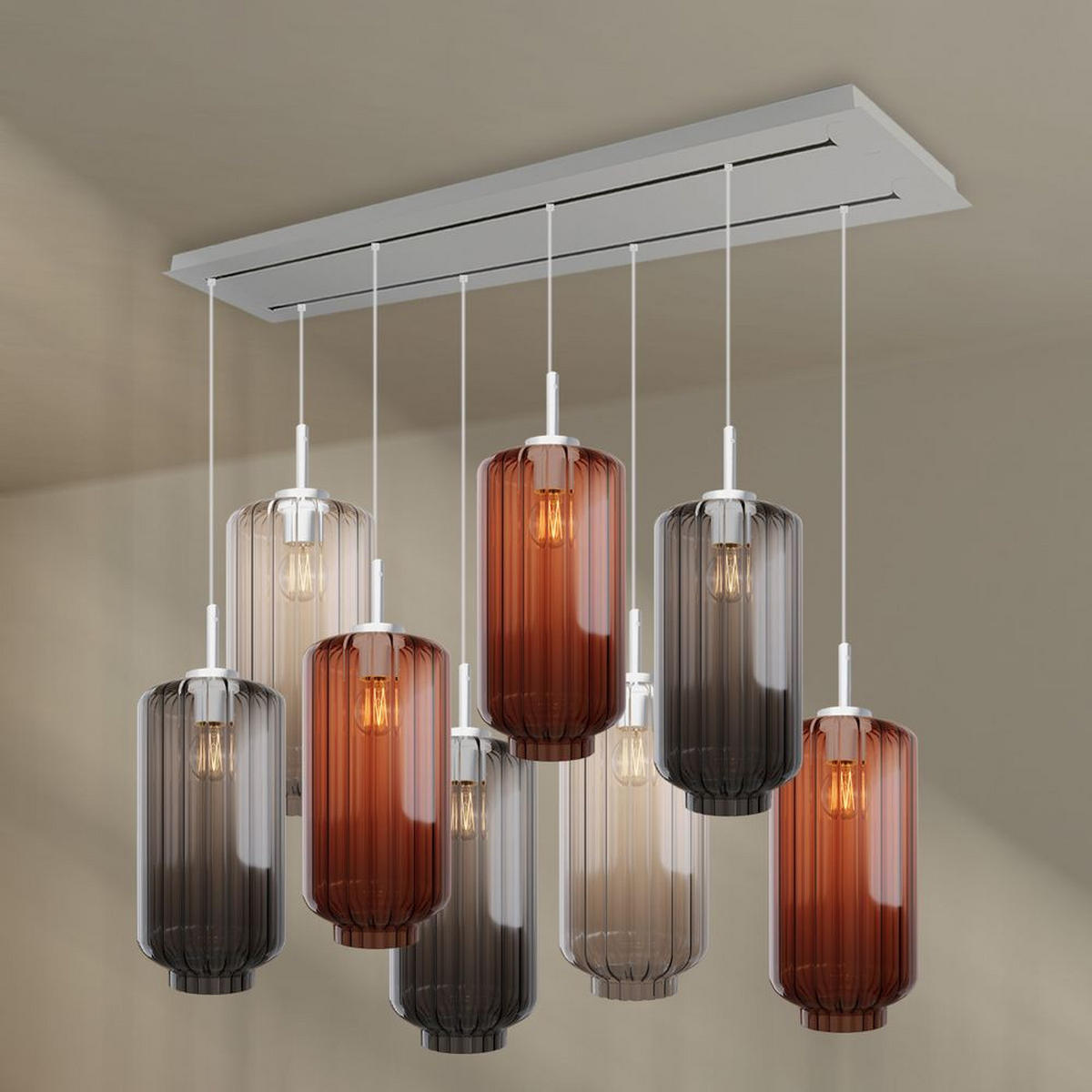 HÄNGELEUCHTE Velo 8-flammig Mehrfarbig Ø 18cm - Multicolor/Weiß, Glas (18/18/33cm) - s.luce