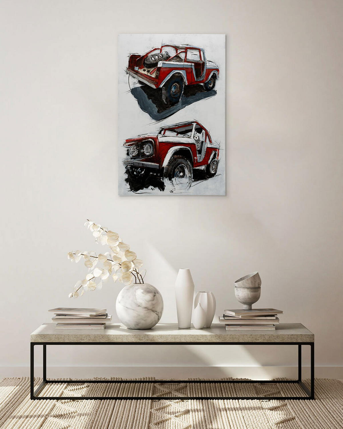 METALLBILD Rot 60/90 cm - Rot/Grau, Metall (4.8/90cm) - KUNSTLOFT