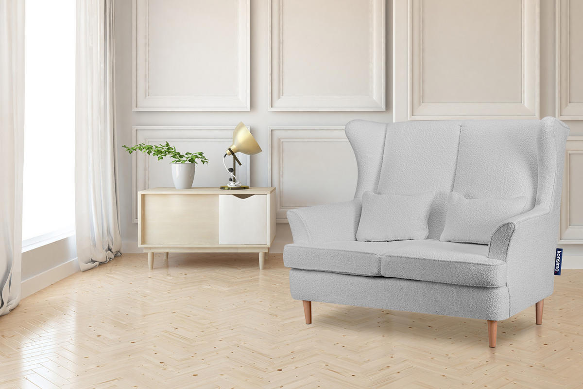 DOPPELSESSEL STRALIS Klassische Stil, hellgrau - Hellgrau, Textil (136/106/96cm) - KONSIMO®