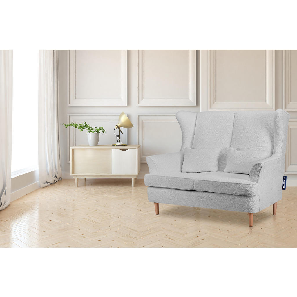 Thumbnail - Konsimo® Doppelsessel, Hellgrau, Textil, 136x106x96 cm, Wohnzimmer, Sofas & Couches, Sofas, 2-Sitzer Sofas