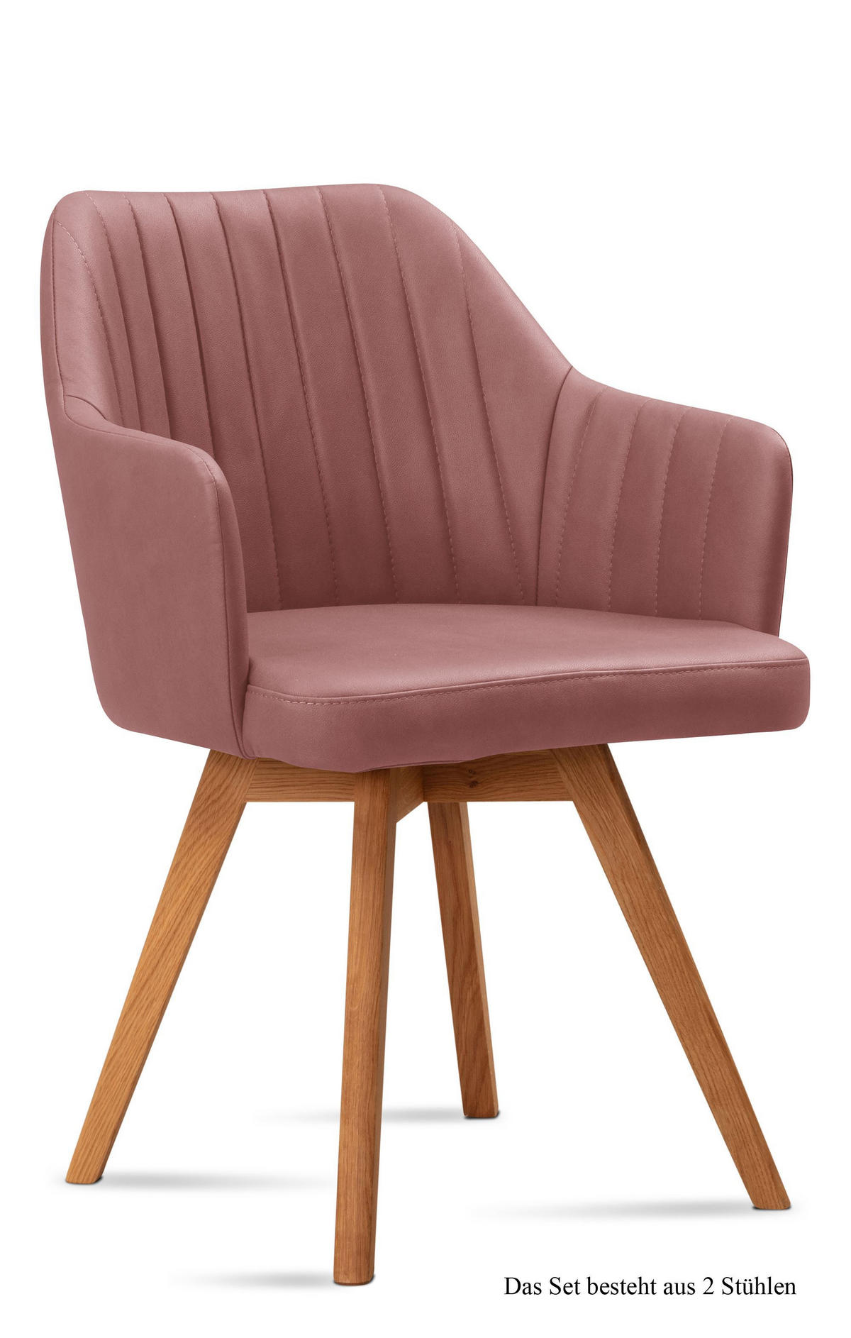 ARMLEHNSTUHL (2er-Set) Domna 58x81x60 Eiche geölt/Rosewood - Eichefarben/Dunkelrosa, Kunststoff (60/81/58cm) - 58aufmkessel