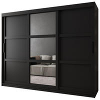 SCHWEBETÜRENSCHRANK 200/250/62 3-türig - Schwarz, Holz/Kunststoff (250/200/62cm) - MÖBEL KRYSPOL
