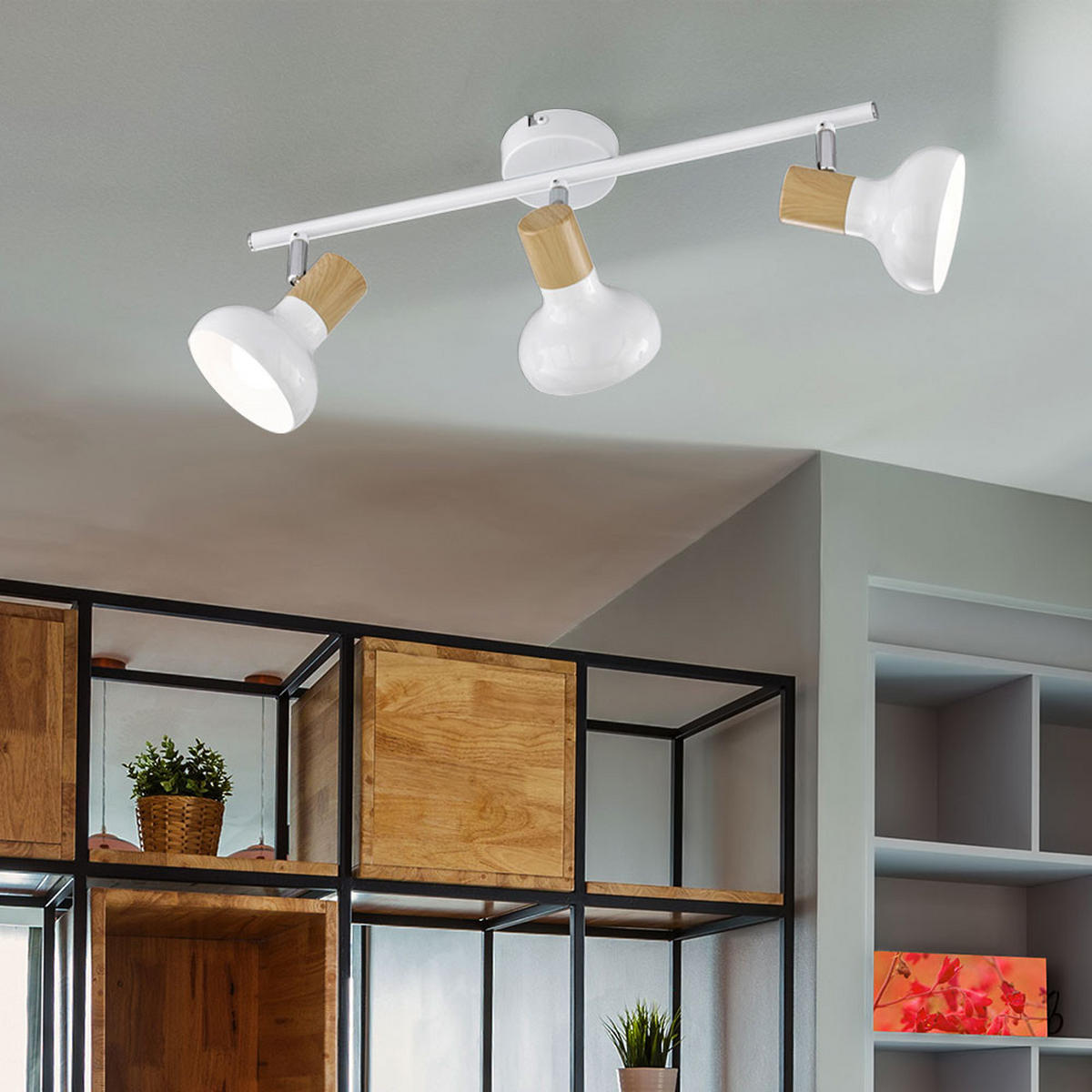 LED DECKENLEUCHTE Metall Holzoptik Weiß - Weiß, Holz (49/13/16cm) - Wofi