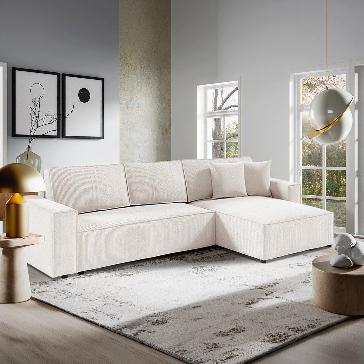 ECKSOFA Isaac 4 Sitzplätze Weiß - Weiß, Holzwerkstoff (294/185cm) - Petits-meubles