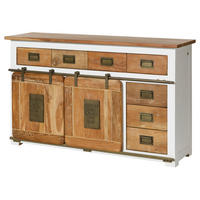 SIDEBOARD Mango 150x45x90 weiß lackiert RAILWAY #520 - Weiß, Holz (150/90/45cm) - Massivmoebel24
