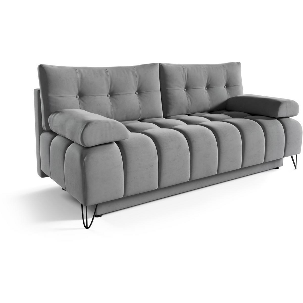 SCHLAFSOFA Bergen im Veloursstoff, Grau - Schwarz/Grau, Textil (197/93/100cm) - Beautysofa