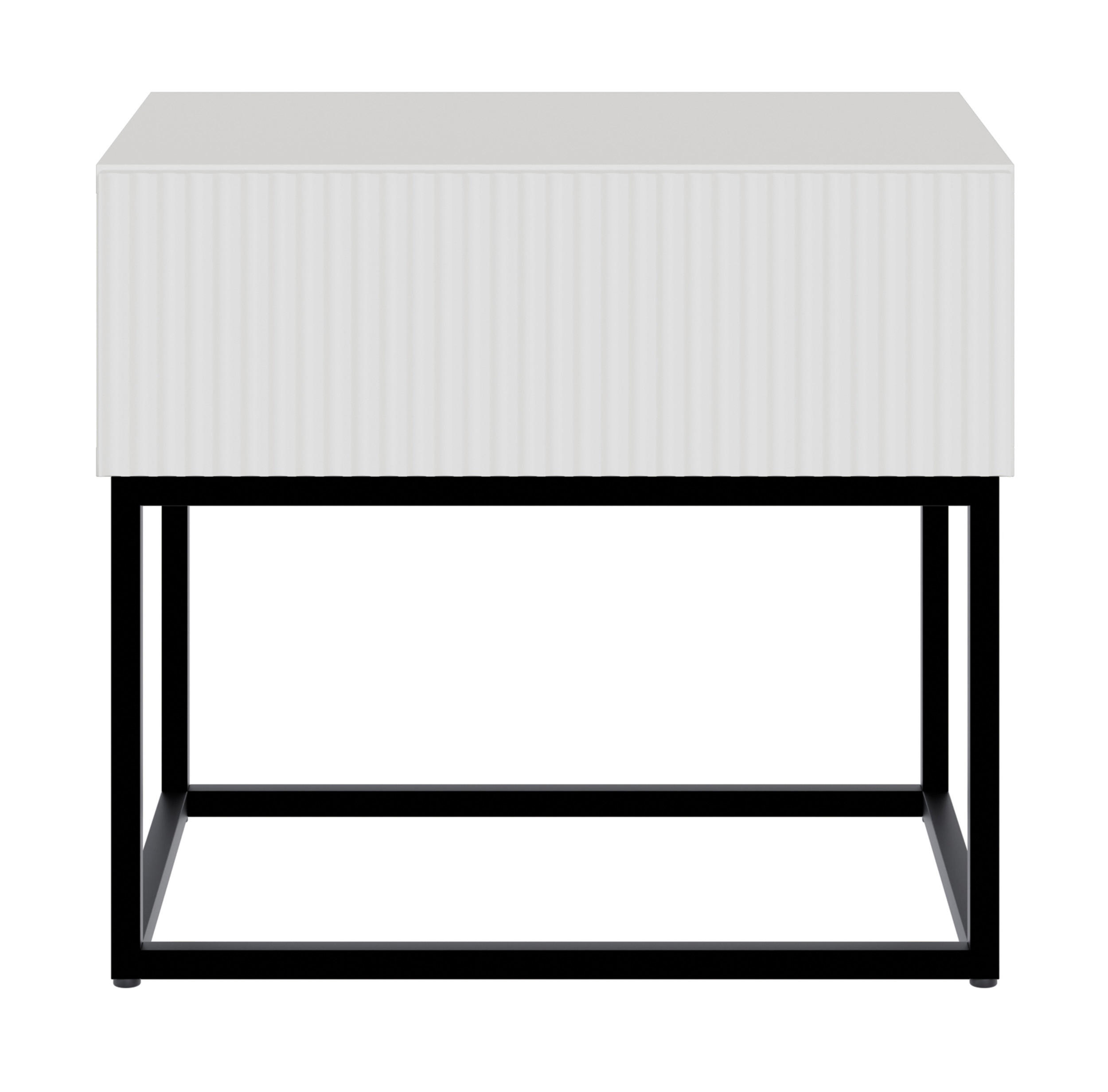 NACHTSCHRANK Veldio Weiß mit schwarzen Beinen 50 cm - Schwarz/Weiß, Holzwerkstoff/Metall (50/44/35.6cm) - Selsey