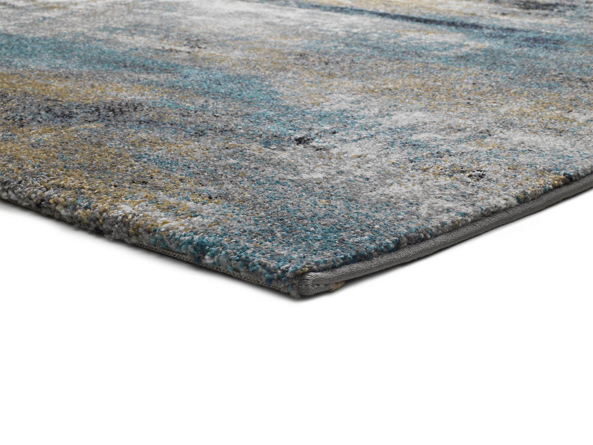 WEBTEPPICH Blau Kalia 140/200 cm - Blau/Goldfarben, Naturmaterialien/Textil (140/200cm) - Atticgo