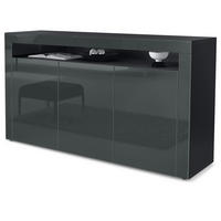 SIDEBOARD Valencia Grau Hochglanz / Grau Hochglanz - Grau, Holzwerkstoff (155/92/40cm) - Vladon