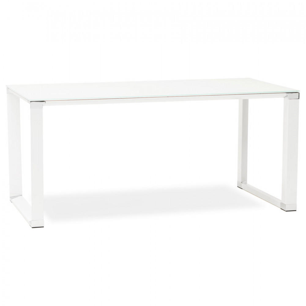 SCHREIBTISCH Weiß 160x80x73 cm - Weiß, Glas/Metall (160/80/73cm) - AlterEgo