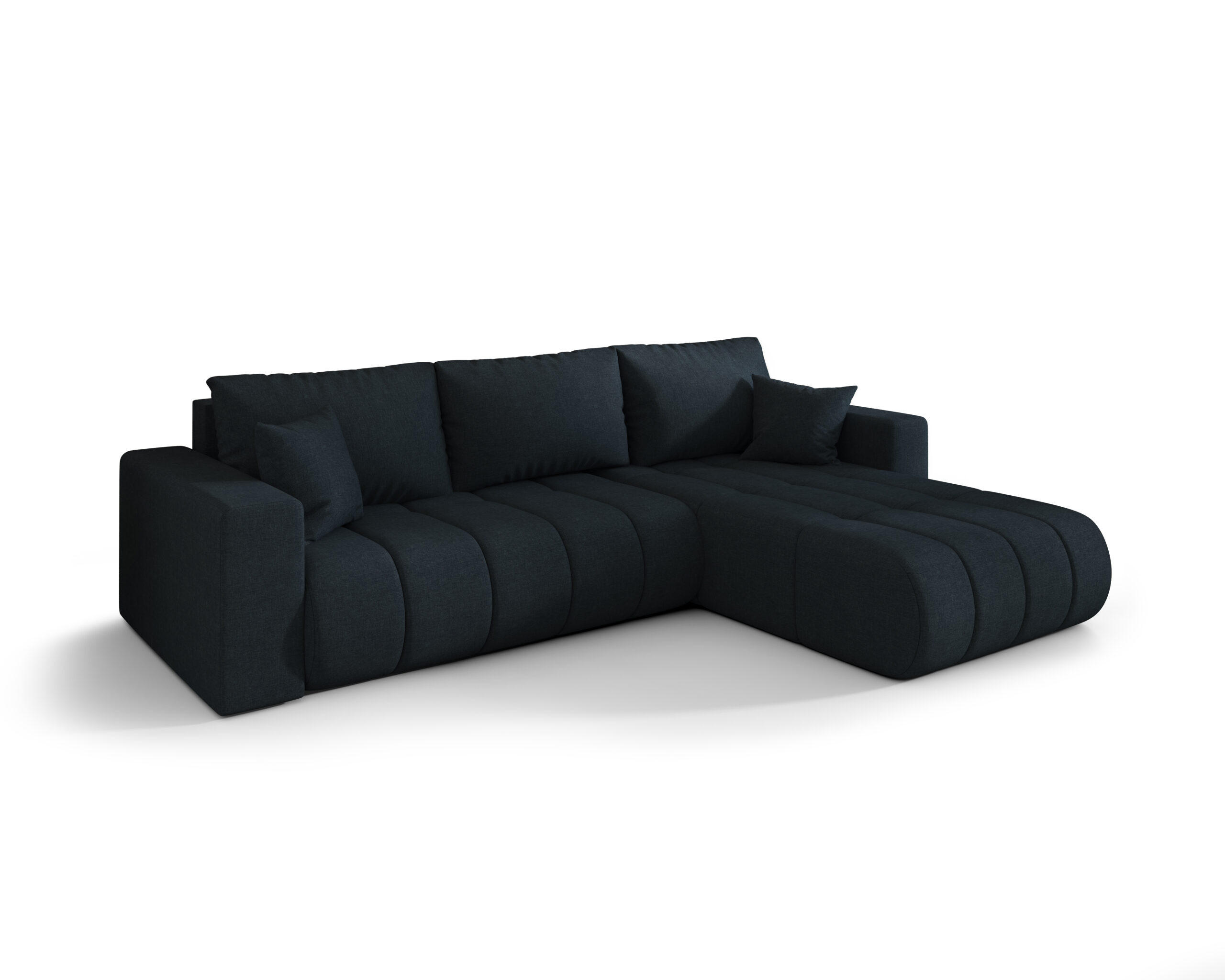 ECKSOFA mit schlaffunktion und bettkasten MILO PREMIUM, stoff WIND, Dunkelblau, Rechts - Dunkelblau, Holz (280/190cm) - Kaiser Möbel