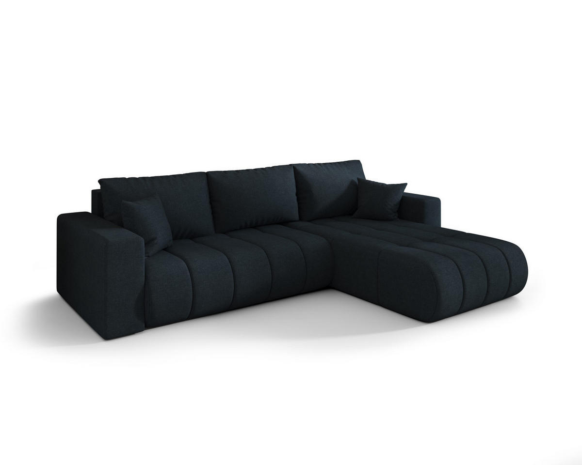 ECKSOFA mit schlaffunktion und bettkasten MILO PREMIUM, stoff WIND, Dunkelblau, Rechts - Dunkelblau, Holz (280/190cm) - Kaiser Möbel