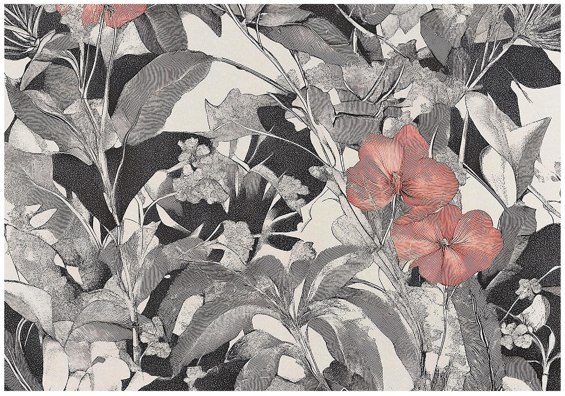 FOTOTAPETE Blumen Blätter Vintage Wohnzimmer Vlies Tapete 200x140 - Multicolor, Papier (200/140cm) - Wallarena