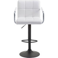BARHOCKER 2er Set Luca schwarz weiß - Chromfarben/Weiß, Kunststoff/Metall (54/112/46cm) - TPFLiving