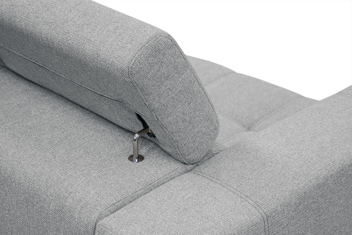 SOFA QUARTZ 3-Sitzer mit Ausziehsitz, silberfarben - Silberfarben, Holzwerkstoff/Textil (202/80/102cm) - Courtois Laville